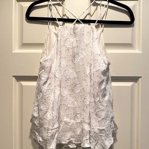 White tank from loft with white and very light pink details. Size medium petite.